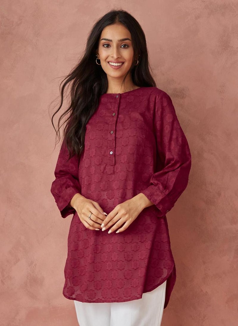 Pink Cotton Woven Tunic