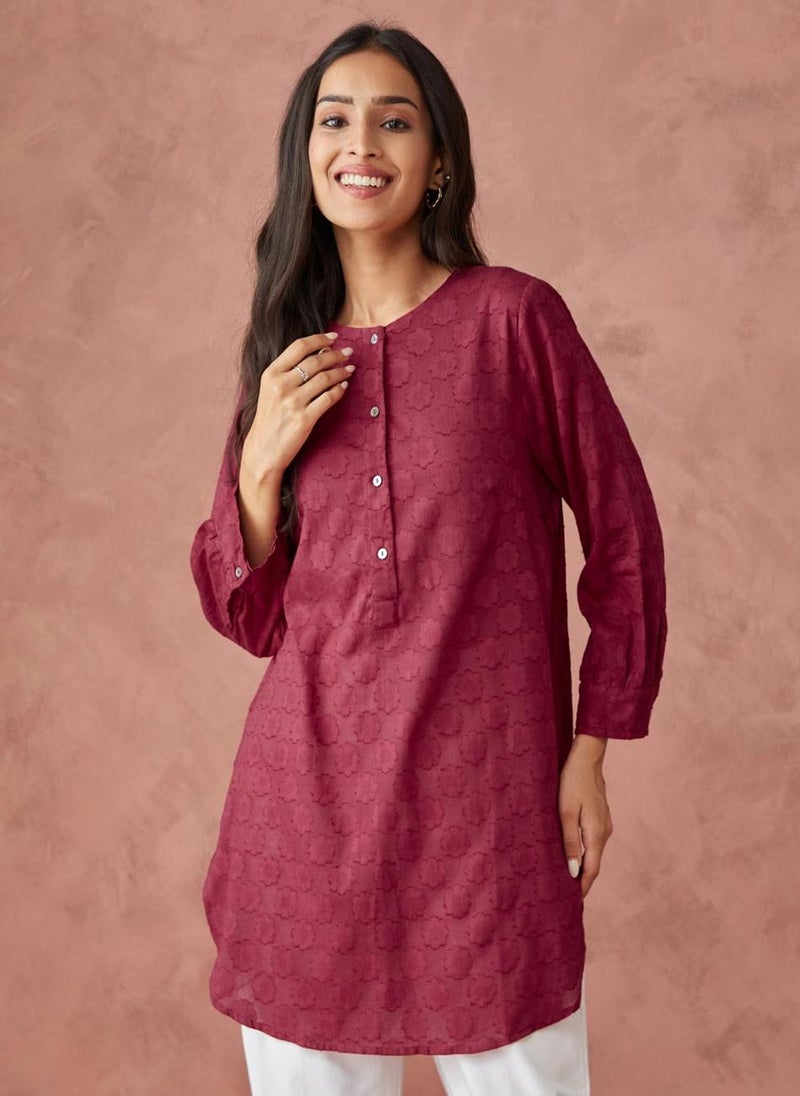 Pink Cotton Woven Tunic