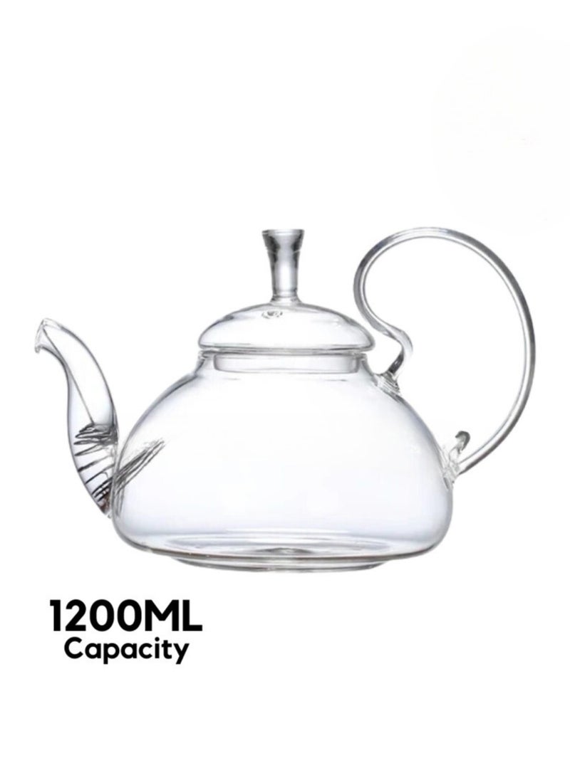 Liying 1000ml Pyrex Glass Teapot , Stovetop Safe Tea Kettle, for Blooming and Loose Leaf Tea Maker