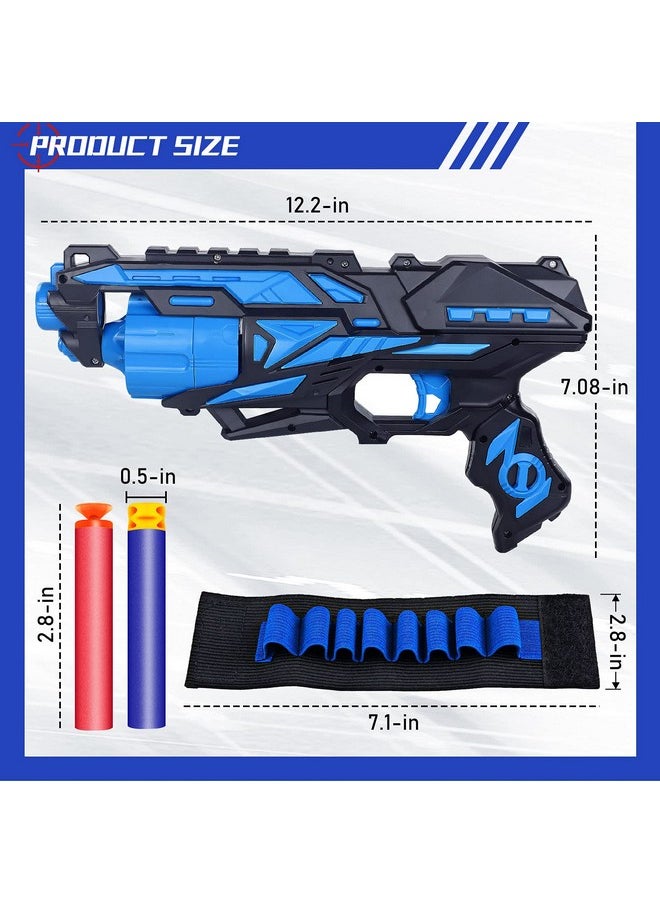 2 Pack Blaster Toy Guns For Boys Fit For Nerf Guns Darts, 6-Dart Rotating Barrel Foam Bullets Hand Gun Toys With 80 Refill Darts And 2 Wristbands Gifts For 6 7 8 9 10 Years Kids Christmas