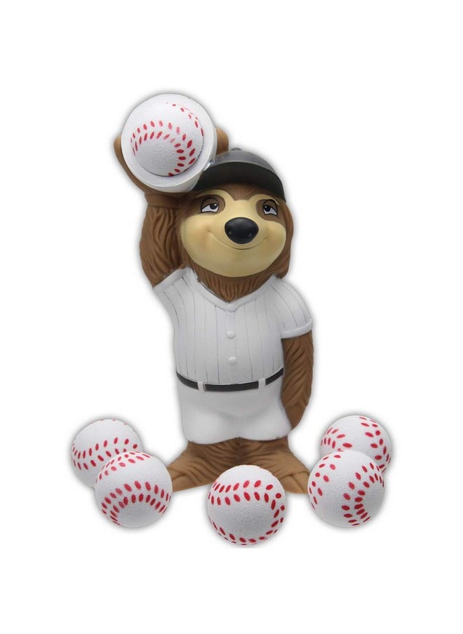 Baseball Sloth Ball Popper Toy - Christmas Stocking Stuffer Includes 4 Soft Foam Balls - Squeeze To Pop Air Powered Balls Up To 20 Feet - For Indoor/Outdoor Play - Gift For Kids, Girls, Boys