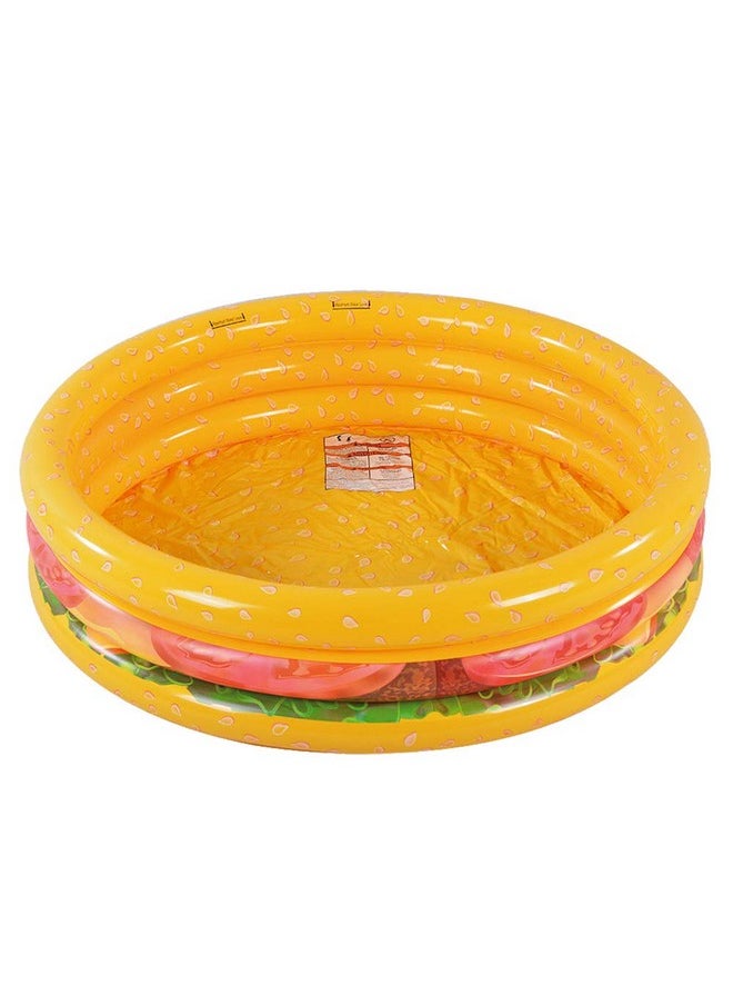 Kiddie Pool, Hamburger 3 Ring Inflatable Pool For Kids, Ideal Water Pool In Summer, 45 Inches Inflatable Swimming Pool, For Ages 3+