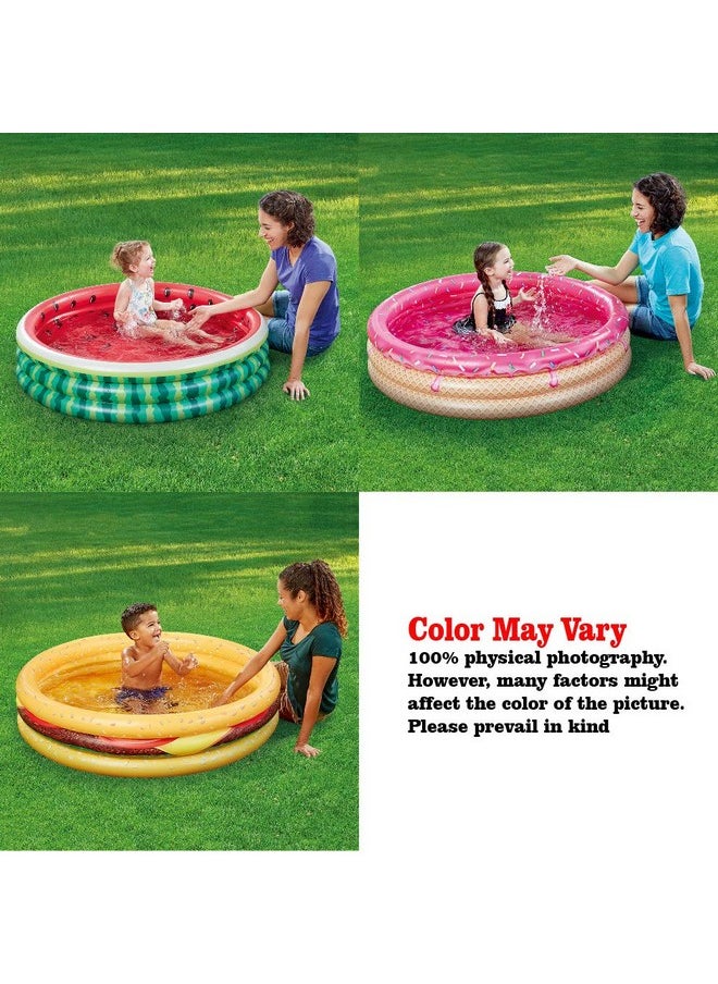 Kiddie Pool, Hamburger 3 Ring Inflatable Pool For Kids, Ideal Water Pool In Summer, 45 Inches Inflatable Swimming Pool, For Ages 3+