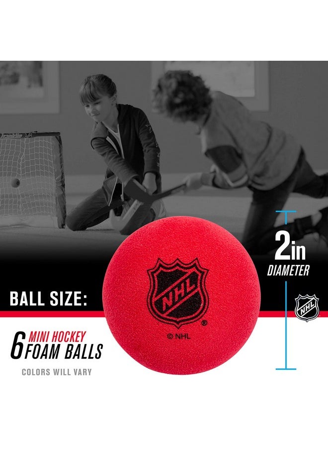 Mini - Indoor Floor Hockey Balls For Kids - 6 Soft Foam Balls - Assorted Colors