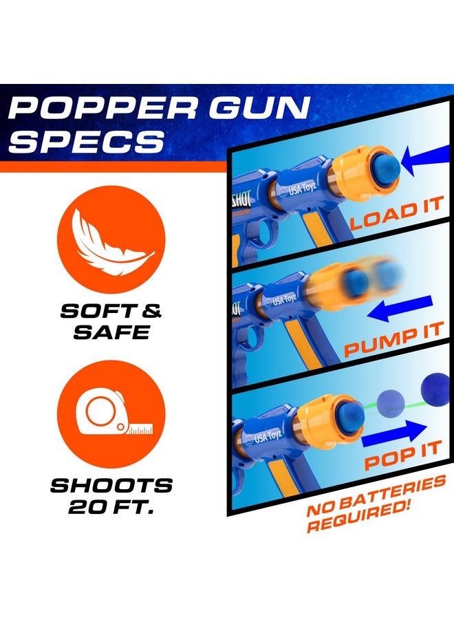 Astroshot Gemini Extreme Shooting Game For Kids 2 Pack Foam Ball Popper Air Guns And Moving Target Shooting Game Toy For Boys Girls 2 Guns 30 Balls Outdoor Compatible With Nerf Blue/Orange