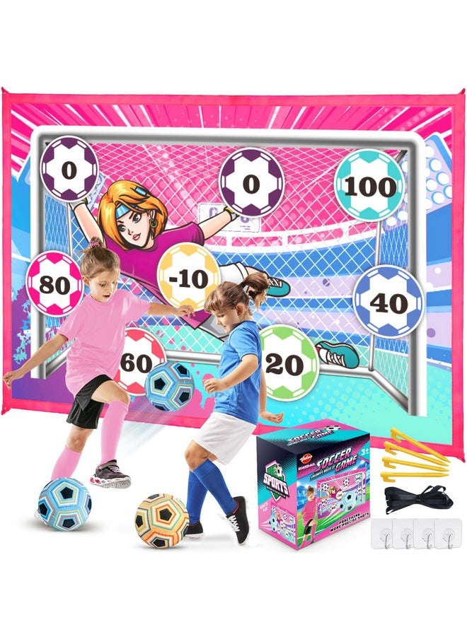 Toy Soccer Ball Game Set For Boys And Girls, Indoor Outdoor Backyard Toss Soccer Goal Game With 2 Balls, 1 Flannel Target, Soccer Toys For 3-5 6-8 8-12 Years Old Kids Birthday