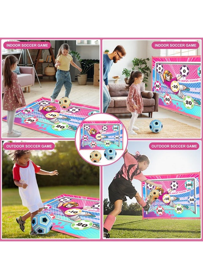 Toy Soccer Ball Game Set For Boys And Girls, Indoor Outdoor Backyard Toss Soccer Goal Game With 2 Balls, 1 Flannel Target, Soccer Toys For 3-5 6-8 8-12 Years Old Kids Birthday