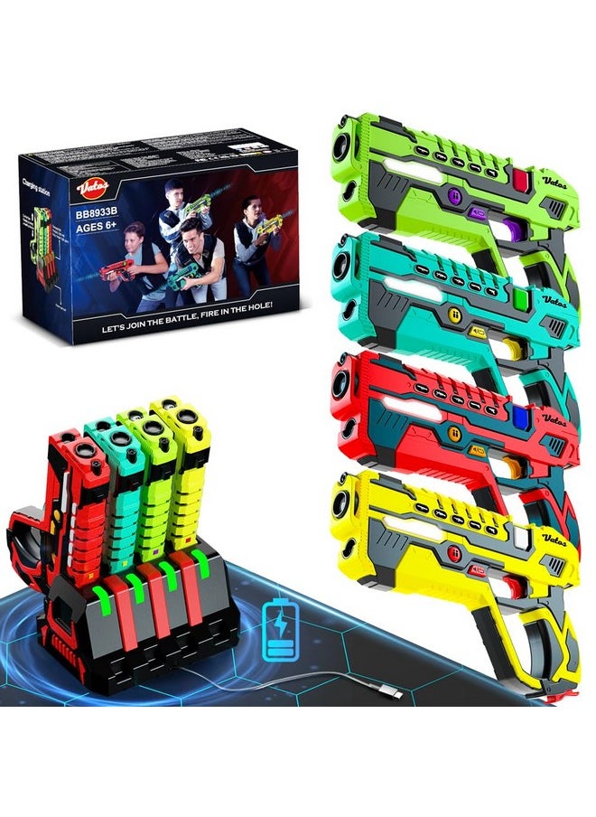 Rgeable Laser Tag Guns Set - Vatos Laser Tag 4 Player With Charging Station, No Vests Needed, Infrared Laser Guns With Data Display For Kids Teen Adults Family Group Activity Game For All Ages