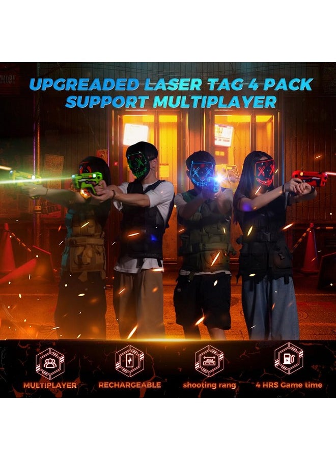 Rgeable Laser Tag Guns Set - Vatos Laser Tag 4 Player With Charging Station, No Vests Needed, Infrared Laser Guns With Data Display For Kids Teen Adults Family Group Activity Game For All Ages