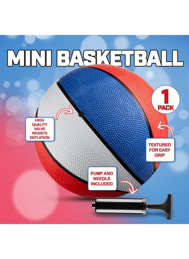 Mini Basketball - 7 Inch, Size 3 - Mini Hoop Outdoor Basketball Set & Indoor, For Small Basketball Hoops & Pool Basketball Parties - Kids Basketballs Party Favors For Kids Red White & Blue (1-Pack)