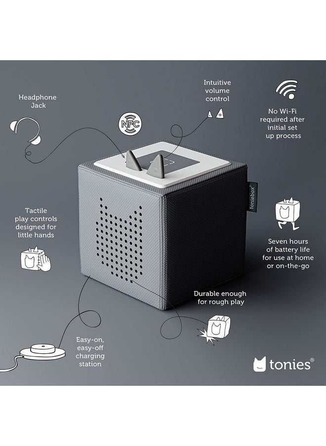 Toniebox Audio Player Starter Set With Playtime Puppy - Listen, Learn, And Play With One Huggable Little Box - Gray