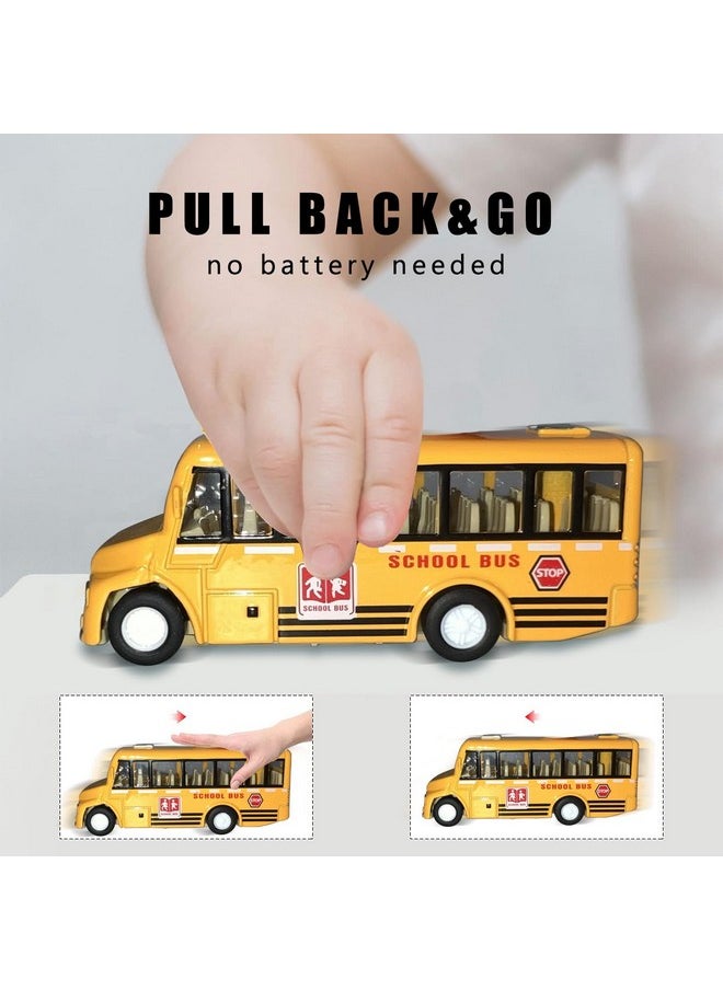 School Bus Toys Cars Set Die Cast Metal Toy Cars Double Decker City Bus Vehicles, Openable Doors, Pull Back Cars Play Toys For Birthday Gift Vehicle