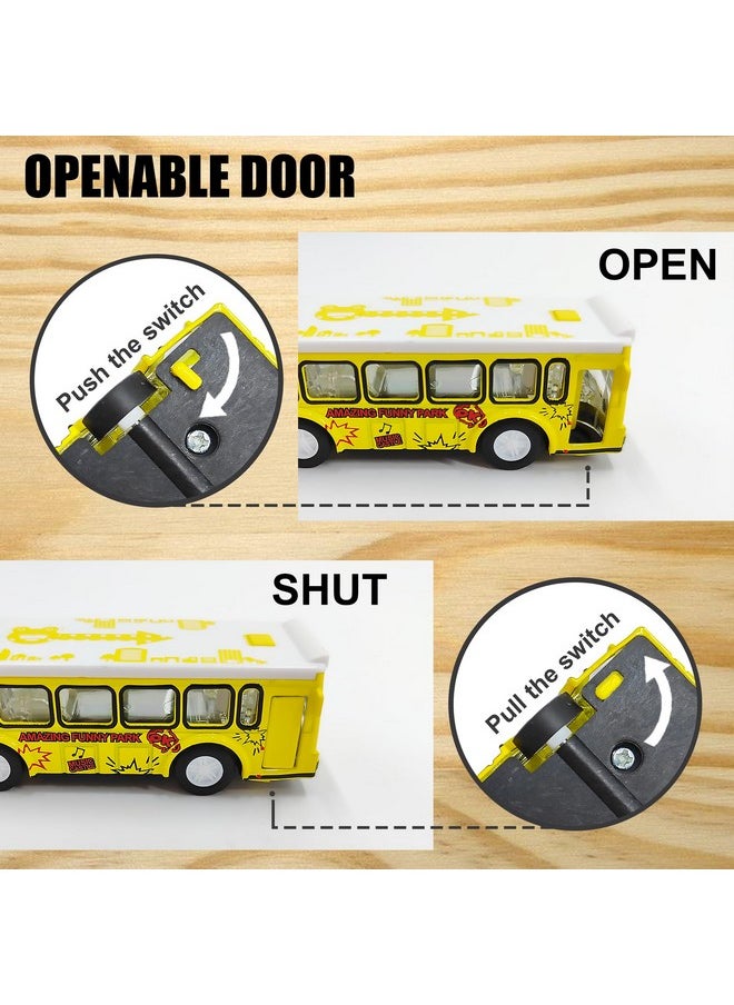 School Bus Toys Cars Set Die Cast Metal Toy Cars Double Decker City Bus Vehicles, Openable Doors, Pull Back Cars Play Toys For Birthday Gift Vehicle