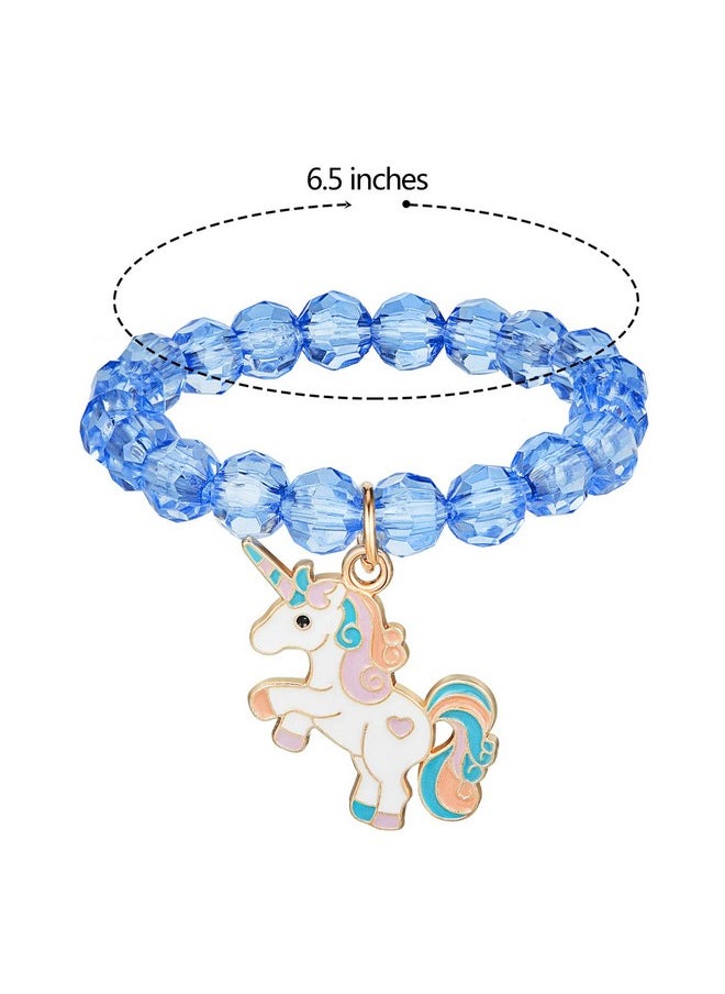 9 Pieces Unicorn Bracelets Jewelry Rainbow Bracelets Princess Colorful Cute Beaded Bracelet For Christmas Birthday Gift Goodie Bag Stuffers Party Favors Jewelry(Crystal Style)