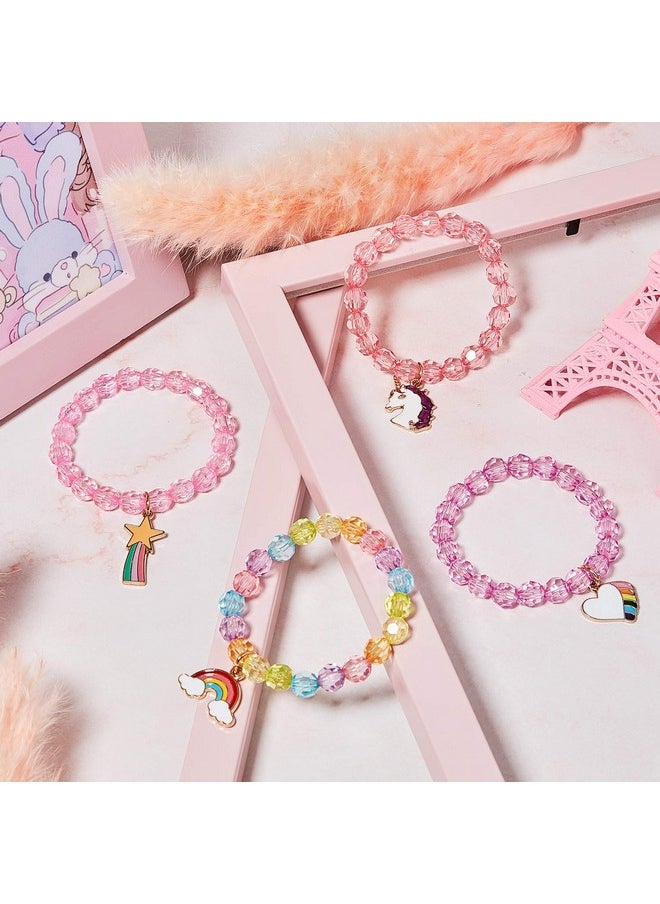 9 Pieces Unicorn Bracelets Jewelry Rainbow Bracelets Princess Colorful Cute Beaded Bracelet For Christmas Birthday Gift Goodie Bag Stuffers Party Favors Jewelry(Crystal Style)