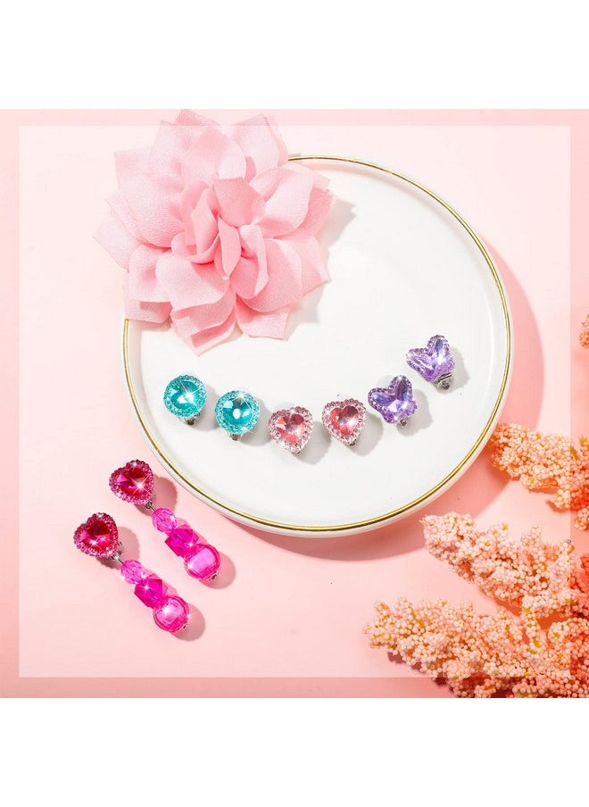 9 Pairs Girls Clip-On Earrings Pretend Princess Play Earrings Jewelry Set (Style 5)