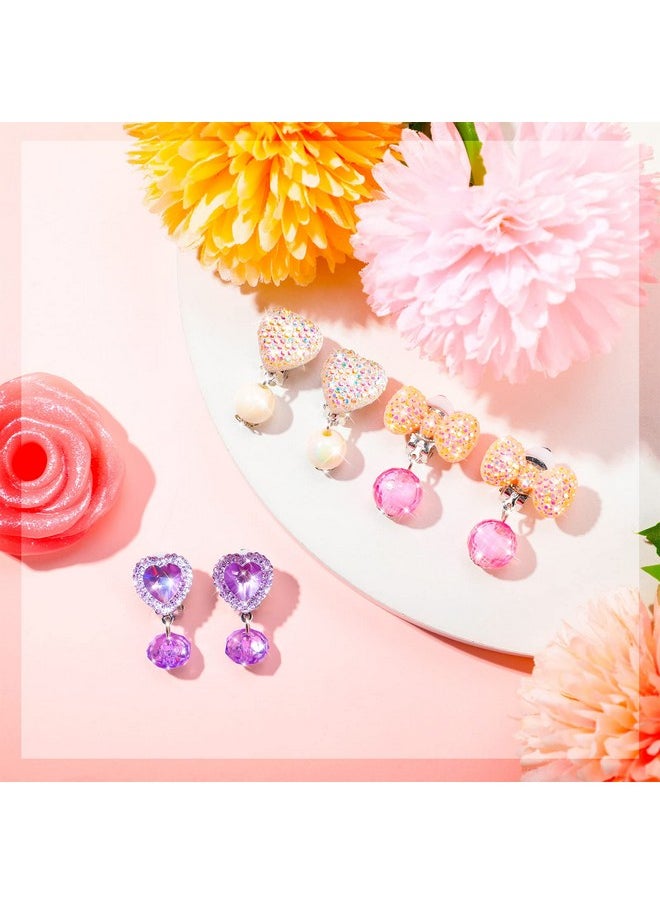 9 Pairs Girls Clip-On Earrings Pretend Princess Play Earrings Jewelry Set (Style 5)