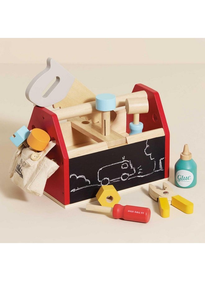 - Cars & Construction Educational Wooden Tool Box Play Set For Role Play | Boys Pretend Play Wooden Tools - Suitable For 3 Year Olds And Older, Tool Box 12 Piece Set