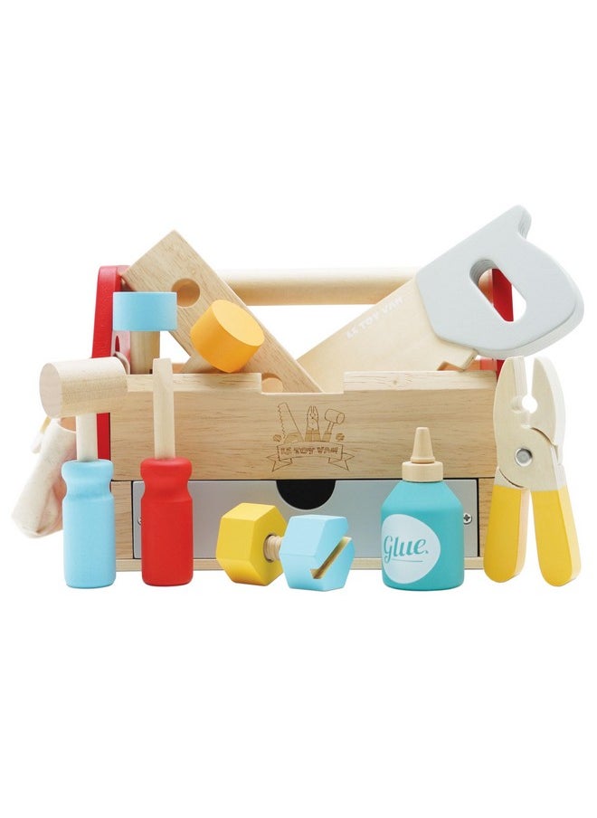 - Cars & Construction Educational Wooden Tool Box Play Set For Role Play | Boys Pretend Play Wooden Tools - Suitable For 3 Year Olds And Older, Tool Box 12 Piece Set