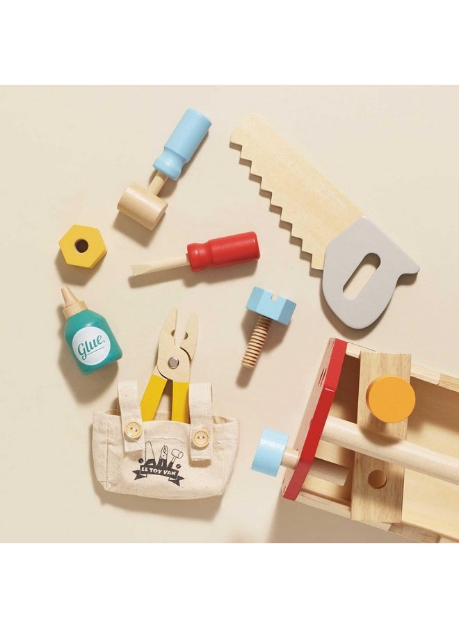 - Cars & Construction Educational Wooden Tool Box Play Set For Role Play | Boys Pretend Play Wooden Tools - Suitable For 3 Year Olds And Older, Tool Box 12 Piece Set