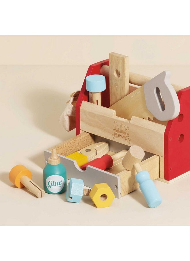 - Cars & Construction Educational Wooden Tool Box Play Set For Role Play | Boys Pretend Play Wooden Tools - Suitable For 3 Year Olds And Older, Tool Box 12 Piece Set