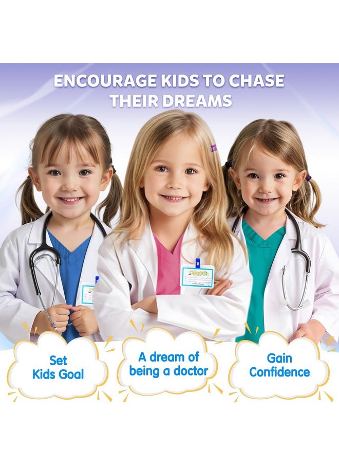 Doctor Costume For Kids With Stethoscope Lab Coat Career Day Costume Halloween Dress Up For Boys Girls 3-11 (Blue, L-130/Height48.4-51.9'')