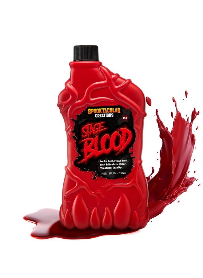 18 Oz Fake Halloween Vampire Blood Bottle Fake Blood Stage Blood For Halloween Costume, Zombie, Vampire And Monster Makeup & Dress Up