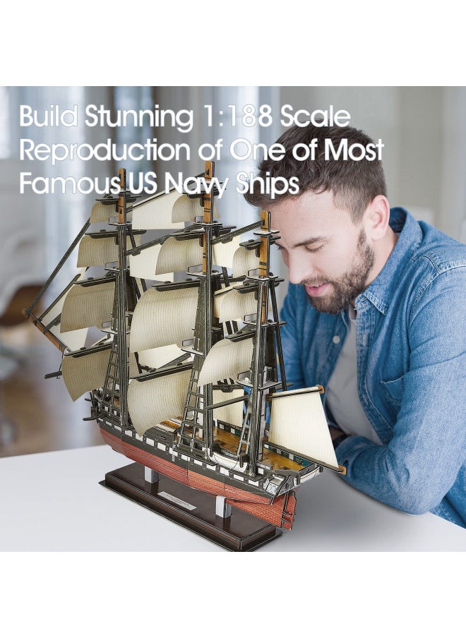 CubicFun 3D Puzzles USS Constitution Vessel Ship Model Building Kits for Adults and Kids, Crafts Gifts for Boys Girls Women Men- 193 Pieces