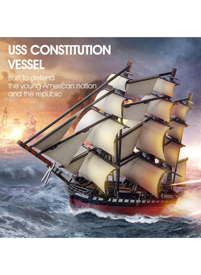 CubicFun 3D Puzzles USS Constitution Vessel Ship Model Building Kits for Adults and Kids, Crafts Gifts for Boys Girls Women Men- 193 Pieces