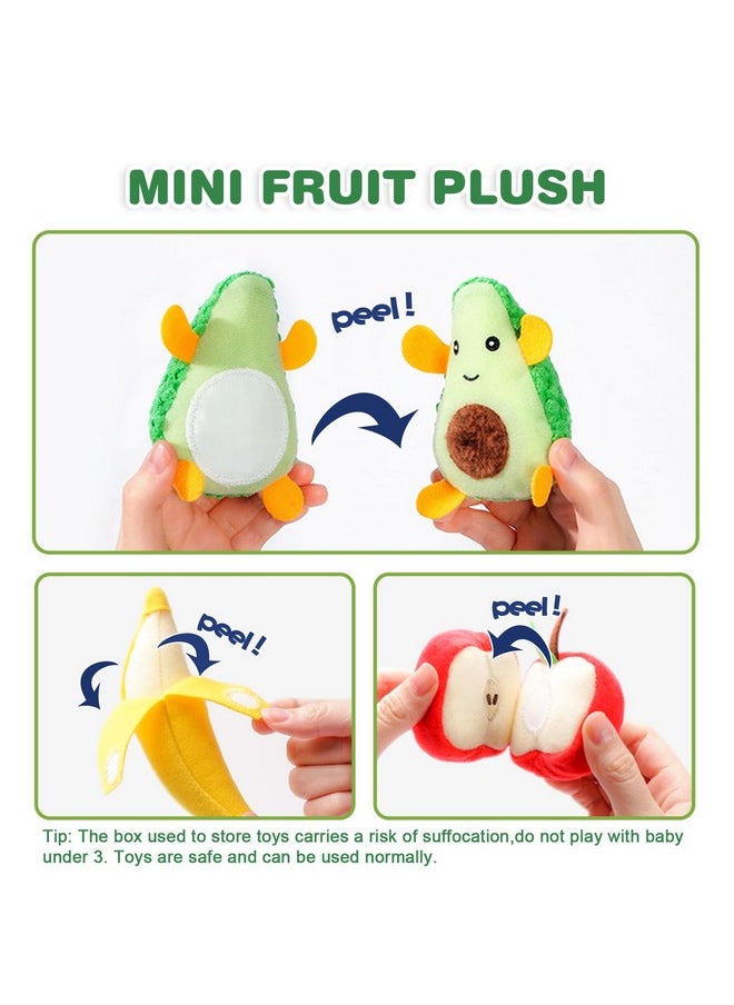 Plush Stuffed Cloth Fruit Food Toy Set For Toddler 1-3, Soft Fruit Basket Montessori Sensory Toy For 1 Year Old, Felt Pretend Fake Food Toy For Baby 0-6-12 Month, Newborn