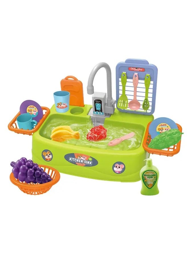 Kids Kitchen Sink Playset – Realistic Pretend Play Washing Set for Toddlers – Educational Toy for Role-Playing, Cleaning, and Water Play Fun