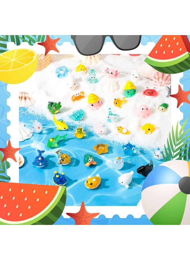 72 Pcs Ocean Mini Figurines Resin Axolotl Miniature Animals Figurine Tiny Resin Trinkets Marine Aquarium Ornaments Dollhouse Decorations For Diy Fish Tank Potted Garden Accessory (Cute)