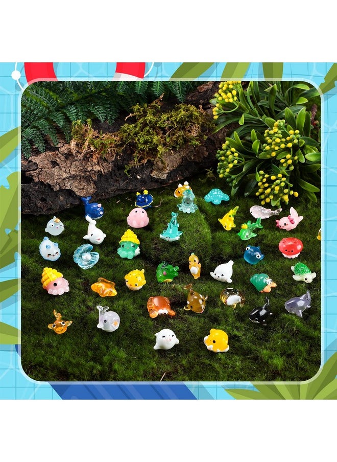 72 Pcs Ocean Mini Figurines Resin Axolotl Miniature Animals Figurine Tiny Resin Trinkets Marine Aquarium Ornaments Dollhouse Decorations For Diy Fish Tank Potted Garden Accessory (Cute)