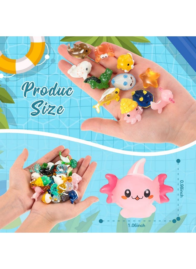 72 Pcs Ocean Mini Figurines Resin Axolotl Miniature Animals Figurine Tiny Resin Trinkets Marine Aquarium Ornaments Dollhouse Decorations For Diy Fish Tank Potted Garden Accessory (Cute)