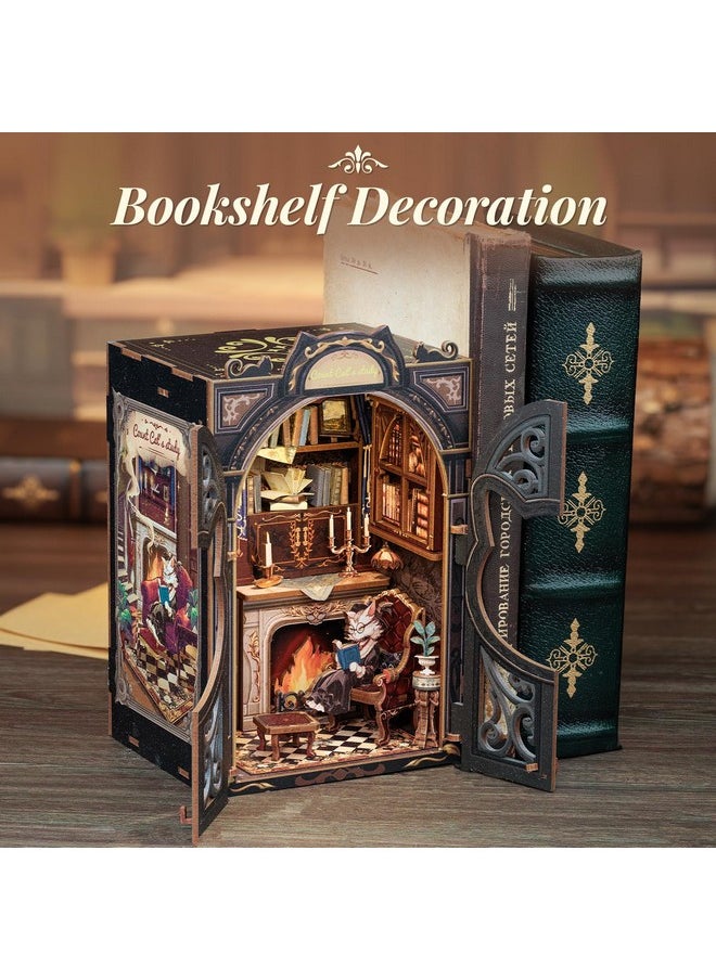 Book Nook Kit - Diy Miniature House Kit For Adults And Teens, Dollhouse Booknook Tiny House Model Build Bookshelf Decor, Gifts For Family, Friends