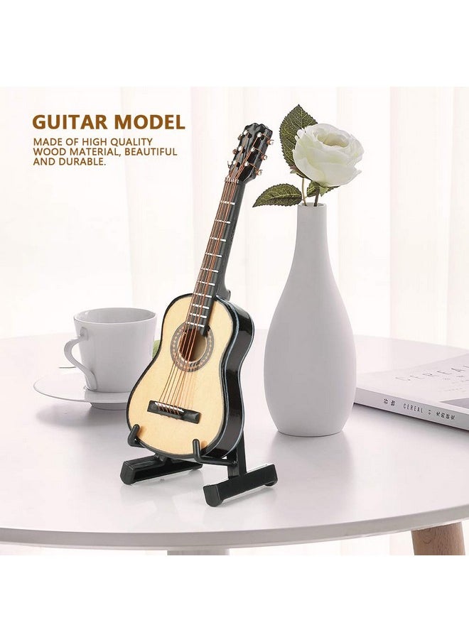 Mini Wooden Guitar Model,Miniature Dollhouse Musical Instrument Model With Display Stand And Case Small Craft Ornaments Gift Home Decor