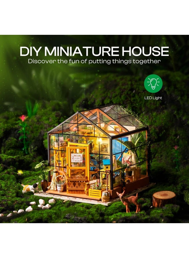 Diy Dollhouse Wooden Miniature Furniture Kit Mini Green House With Led Best Birthday Gifts