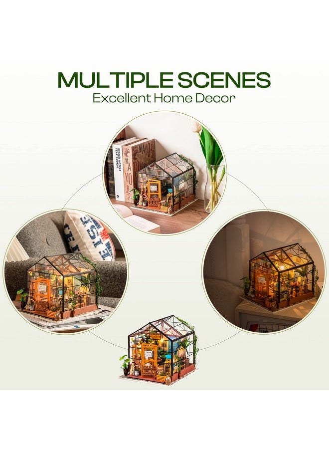 Diy Dollhouse Wooden Miniature Furniture Kit Mini Green House With Led Best Birthday Gifts