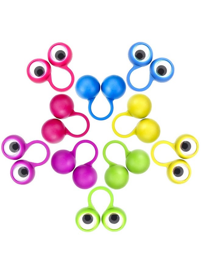 48 Pcs Eye Finger Puppets Toys Set Eyeball Rings Eye On Rings For Kids Googly Wiggly Eyeball Finger Puppet Party Favors For Boys Girls Classroom Prize Exchange, 5 Colors