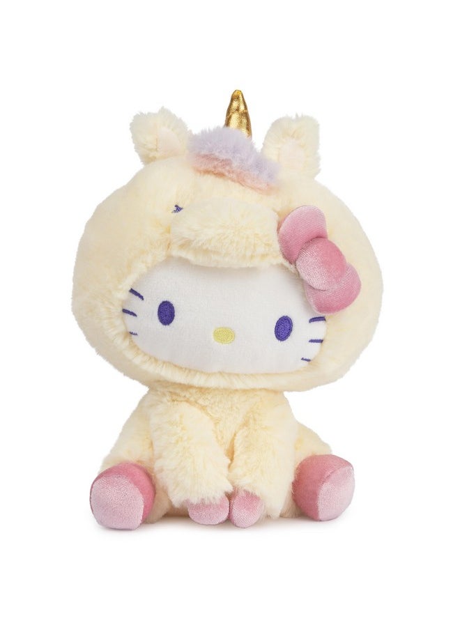 Sanrio Hello Kitty Unicorn Plush Toy, Premium Stuffed Animal For Ages 1 And Up, Yellow, 6”