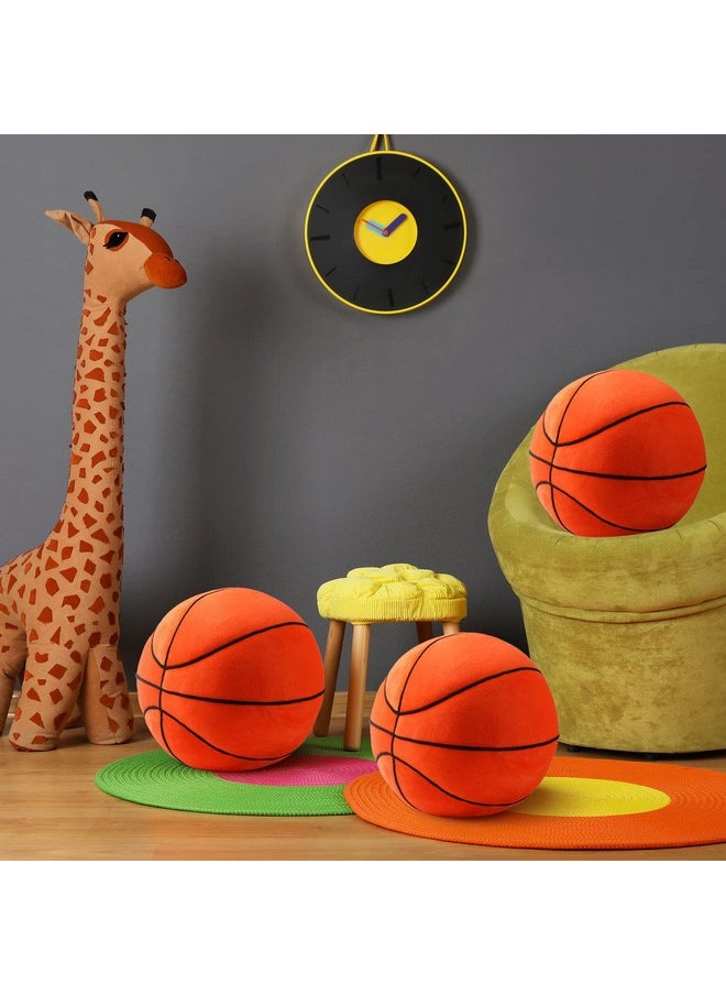 3 Pcs Basketball Plush Pillow Stuffed Sports Balls Basketball Room Decor For Boys Kids Teens Decorations, 7.87 Inch