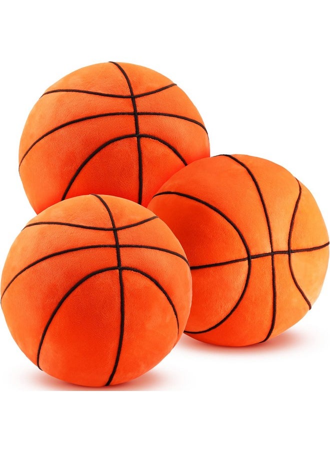 3 Pcs Basketball Plush Pillow Stuffed Sports Balls Basketball Room Decor For Boys Kids Teens Decorations, 7.87 Inch