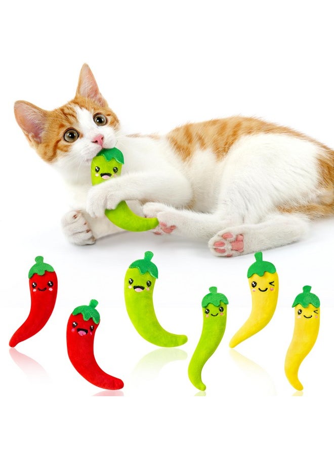 6Pcs Chili Catnip Toys For Cat, Indoor Cat Chew Bite Bunny Kick Plush Catmint Pet Toys Supplies For Cat Lover Gifts, Interactive Cat Kicker Toy Bite Resistant For Pet Presents