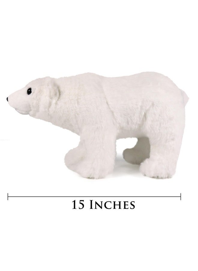 Large Polar Bear Stuffed Animal Reailistic Plush Toy 15 Inches Length White