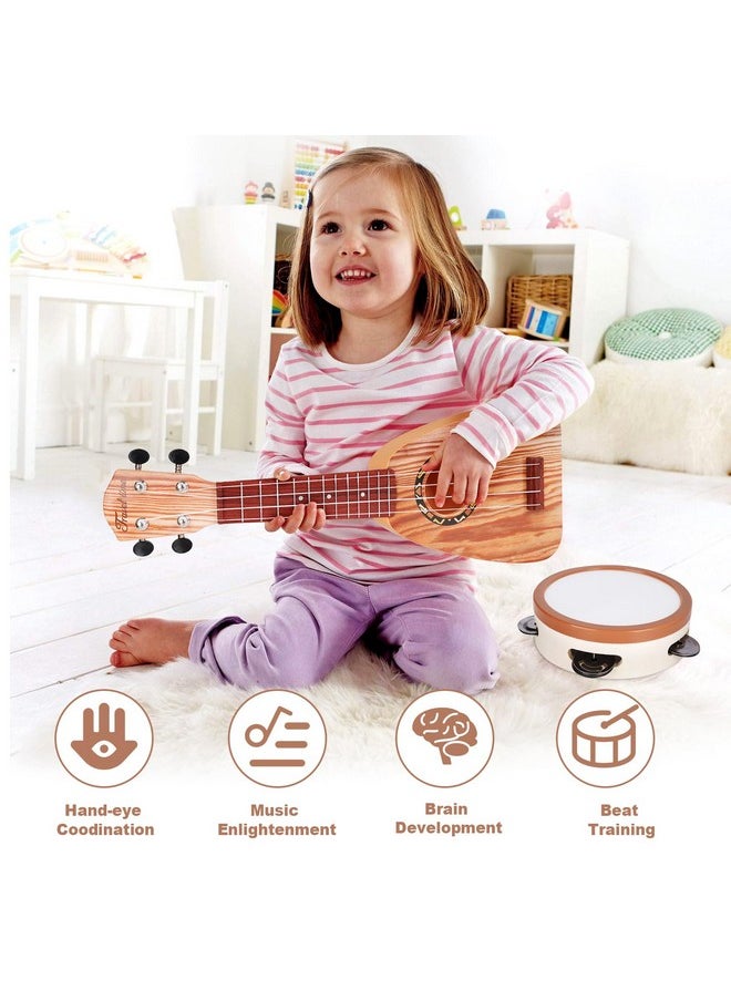 Kids Guitar Toys For 2 Year Old Boy Gifts, Musical Instruments For Toddler 1-3, Christmas Birthday Gifts For 3 4 Year Old Girls Montessori, Band Sets With Ukulele/Tambourine/Flute Toys For Kids 3-5