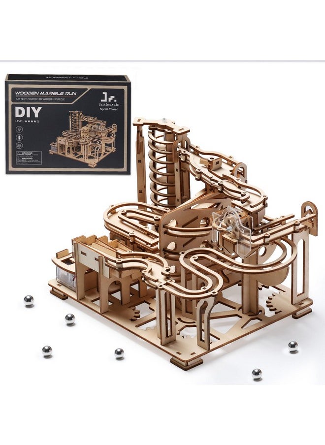 3D Wooden Puzzles For Adults, 225 Pcs Marble Run Wood To Build, Electric Driven Mechanical Model Building Kit, Diy Gift For Aged 14+, Roller Coaster