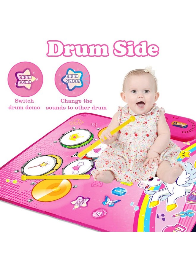 Toys For 1 Year Old Girl Gifts: Baby Musical Mat Toddler Toys Age 1-2 - 3 In 1 Piano Drum Animal Touch Unicorn Toys - Infant Music Toy 12-18 Months Babies Birthday Gifts For 1 2 3 Year Old Boys Girls