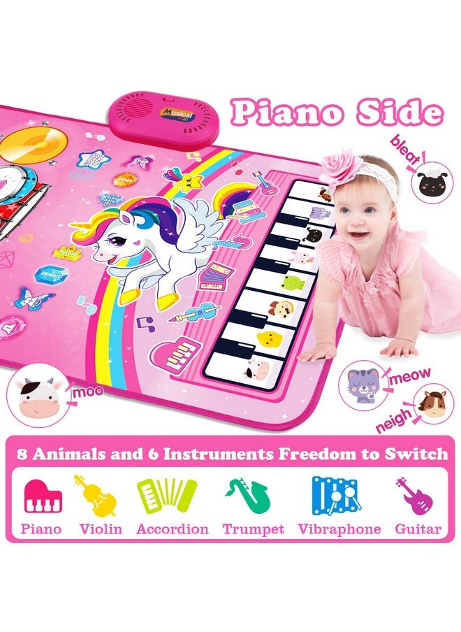 Toys For 1 Year Old Girl Gifts: Baby Musical Mat Toddler Toys Age 1-2 - 3 In 1 Piano Drum Animal Touch Unicorn Toys - Infant Music Toy 12-18 Months Babies Birthday Gifts For 1 2 3 Year Old Boys Girls