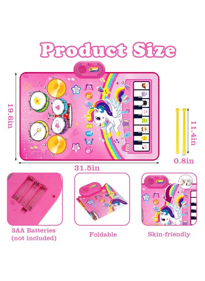 Toys For 1 Year Old Girl Gifts: Baby Musical Mat Toddler Toys Age 1-2 - 3 In 1 Piano Drum Animal Touch Unicorn Toys - Infant Music Toy 12-18 Months Babies Birthday Gifts For 1 2 3 Year Old Boys Girls