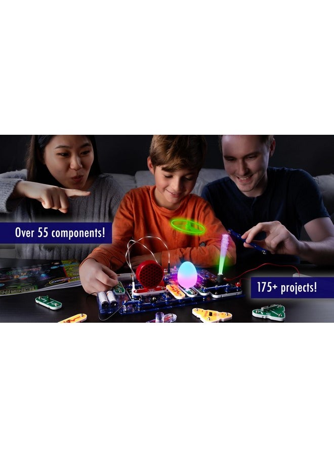 Snap Circuits Light Electronics Exploration Kit | Over 175 Exciting Stem Projects | Full Color Project Manual | 55+ Snap Circuits Parts | Stem Educational Toys For Kids 8+,Multi